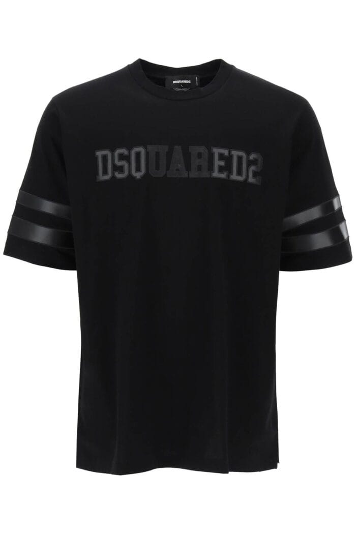 DSQUARED2 T-shirt With Faux Leather Inserts