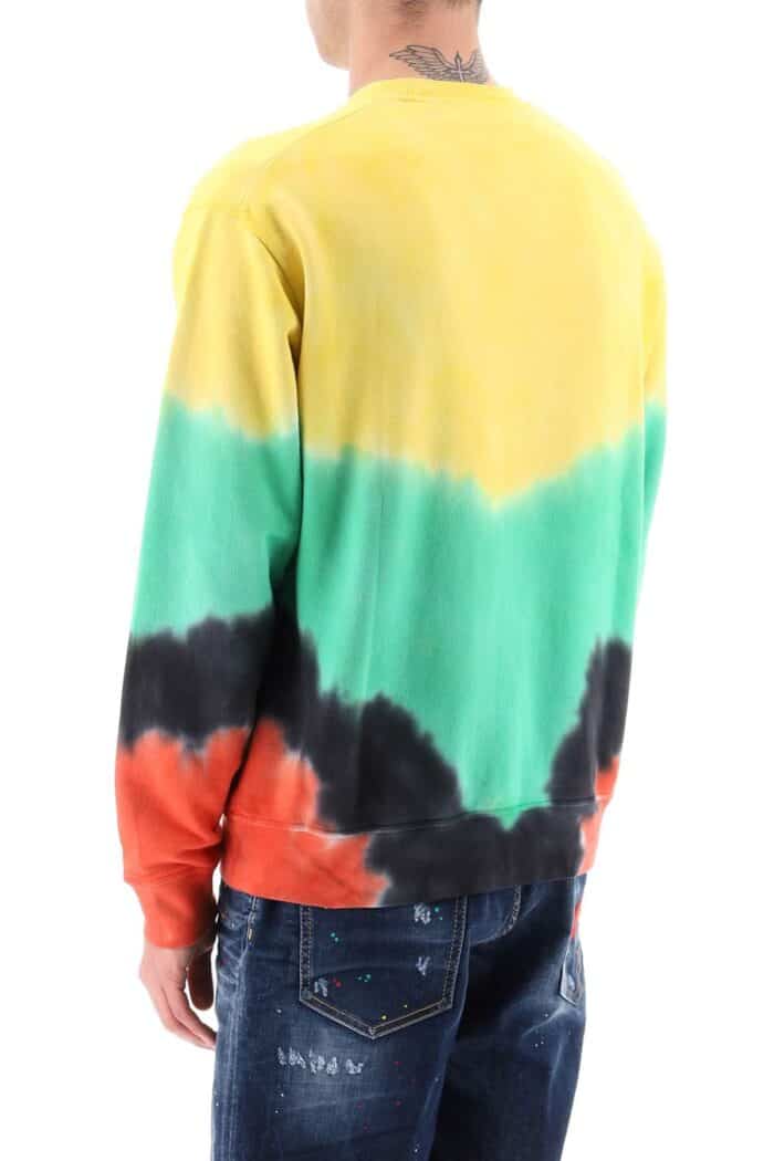 Dsquared2 Tie-dye Crew-neck Sweatshirt With Logo Print