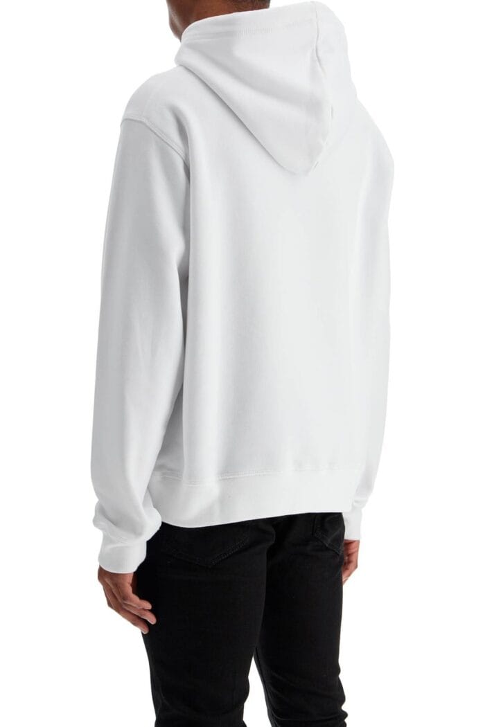 DSQUARED2 White Cotton Hoodie With Embroidered Logo