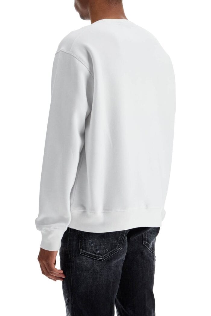 DSQUARED2 White Cotton Sweatshirt With Distinctive Yellow Logo