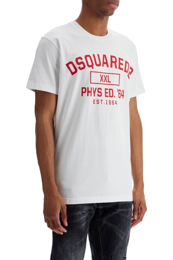 DSQUARED2 White Cotton T-shirt With Phys Ed. '64 Logo