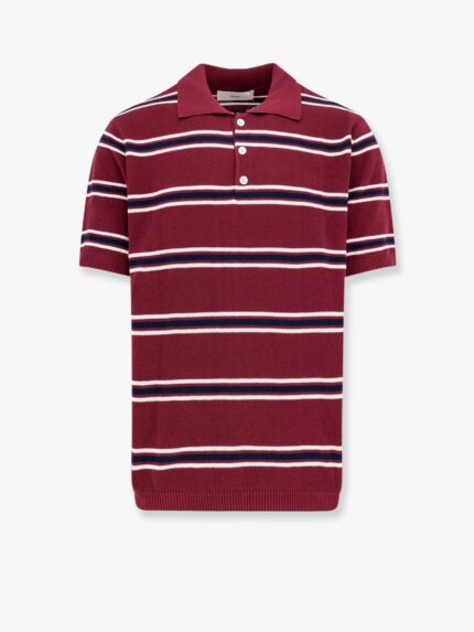 DUNST Cotton Polo Shirt With Striped Motif