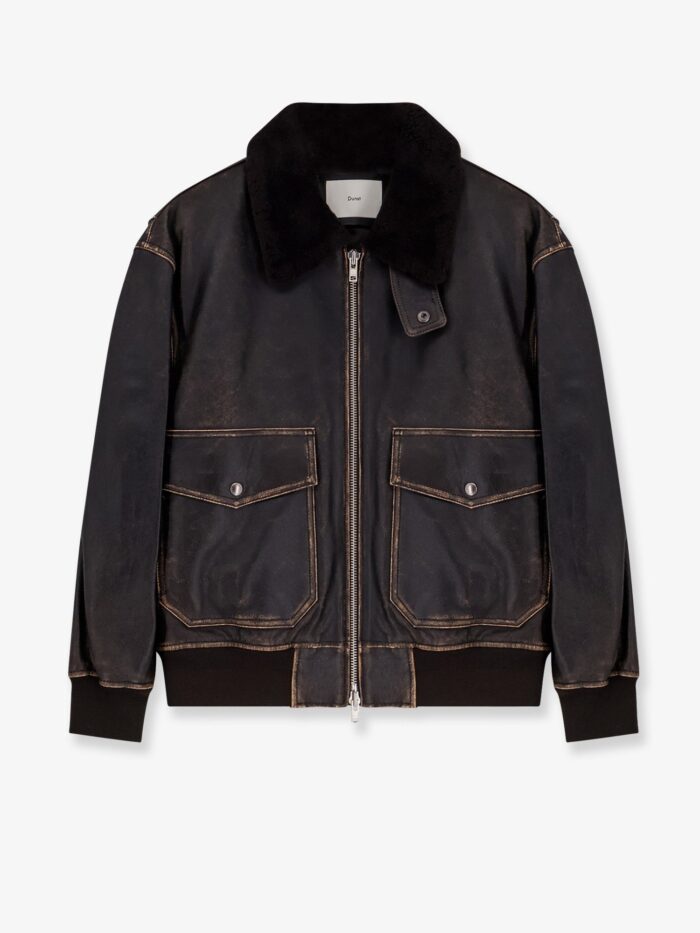 dunst leather jacket with shearling collar DUNST Leather Jacket With Shearling Collar
