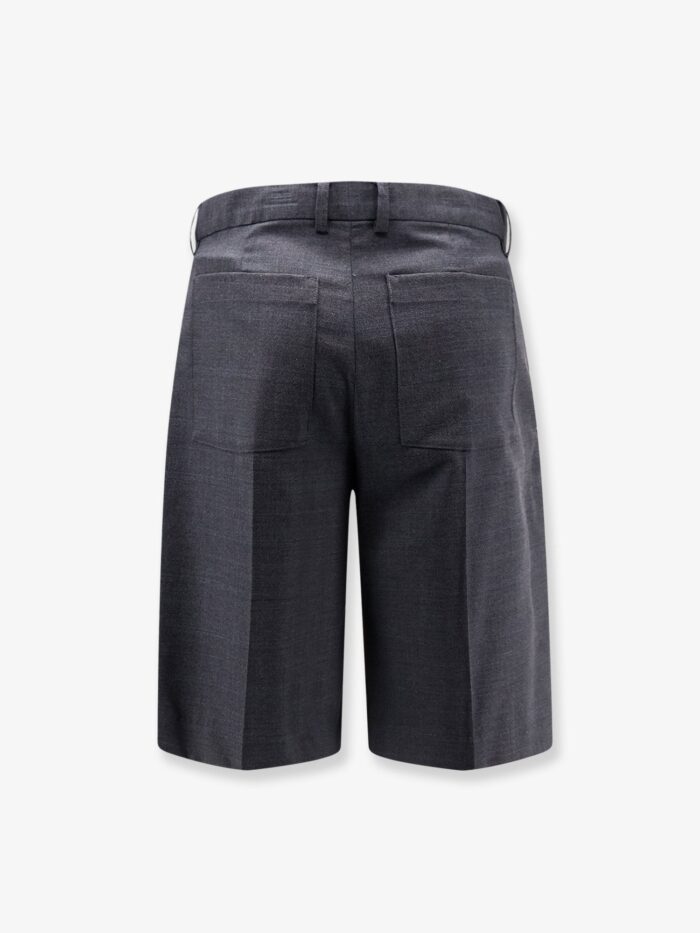 DUNST Pleated Check Wool Blend Bermuda Shorts