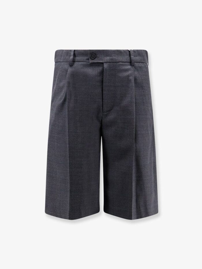 DUNST Pleated Check Wool Blend Bermuda Shorts