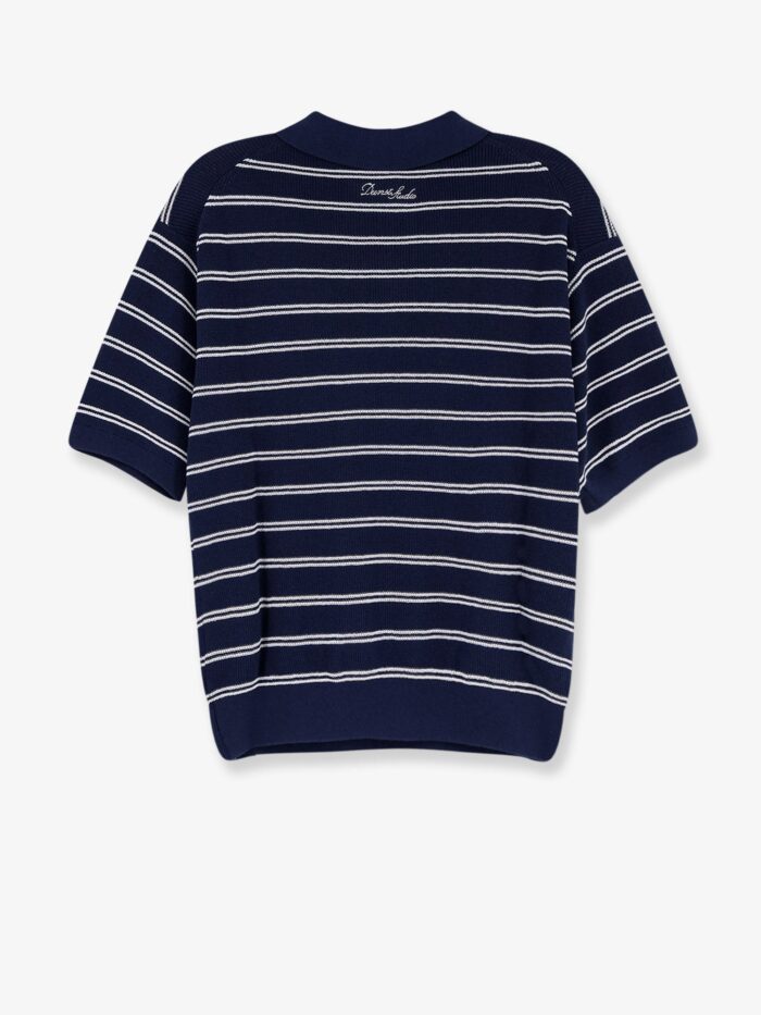 DUNST Unisex Striped Cotton Blend Polo Shirt