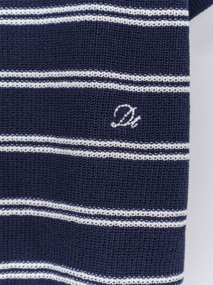 DUNST Unisex Striped Cotton Blend Polo Shirt