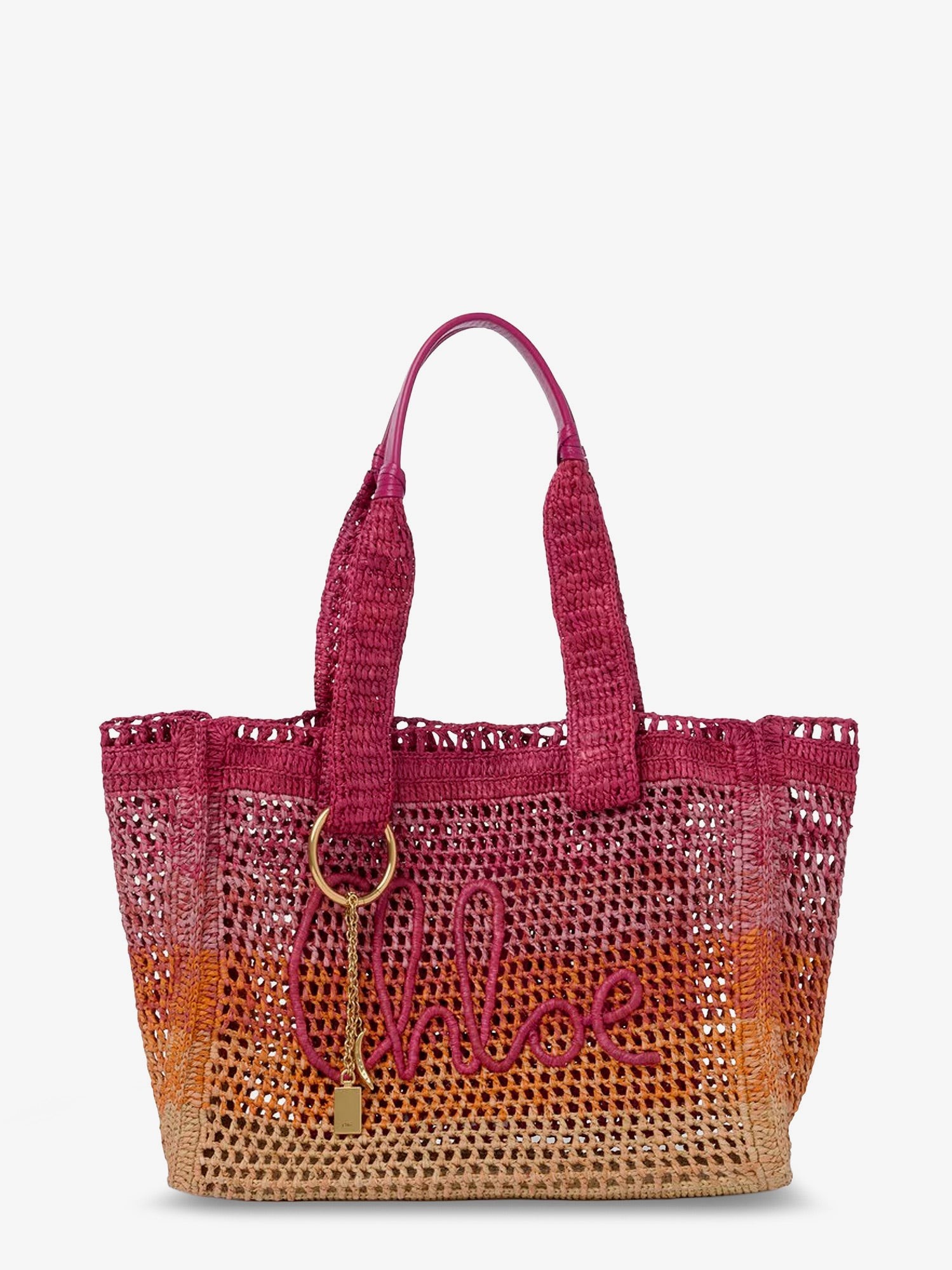 CHLOE' East-West Summer Banana Multicolored Raffia Shoulder Bag