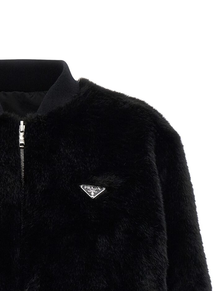 PRADA Eco-fur And Re-Nylon Reversible Bomber Jacket