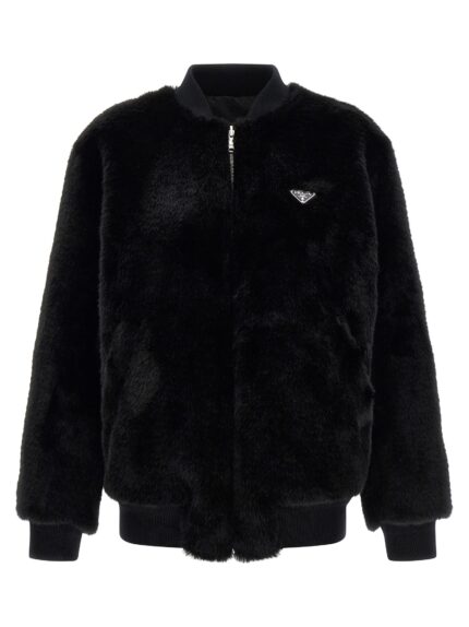 PRADA Eco-fur And Re-Nylon Reversible Bomber Jacket