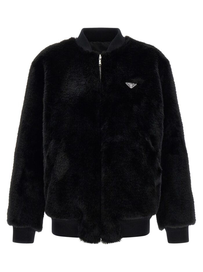 PRADA Eco-fur And Re-Nylon Reversible Bomber Jacket