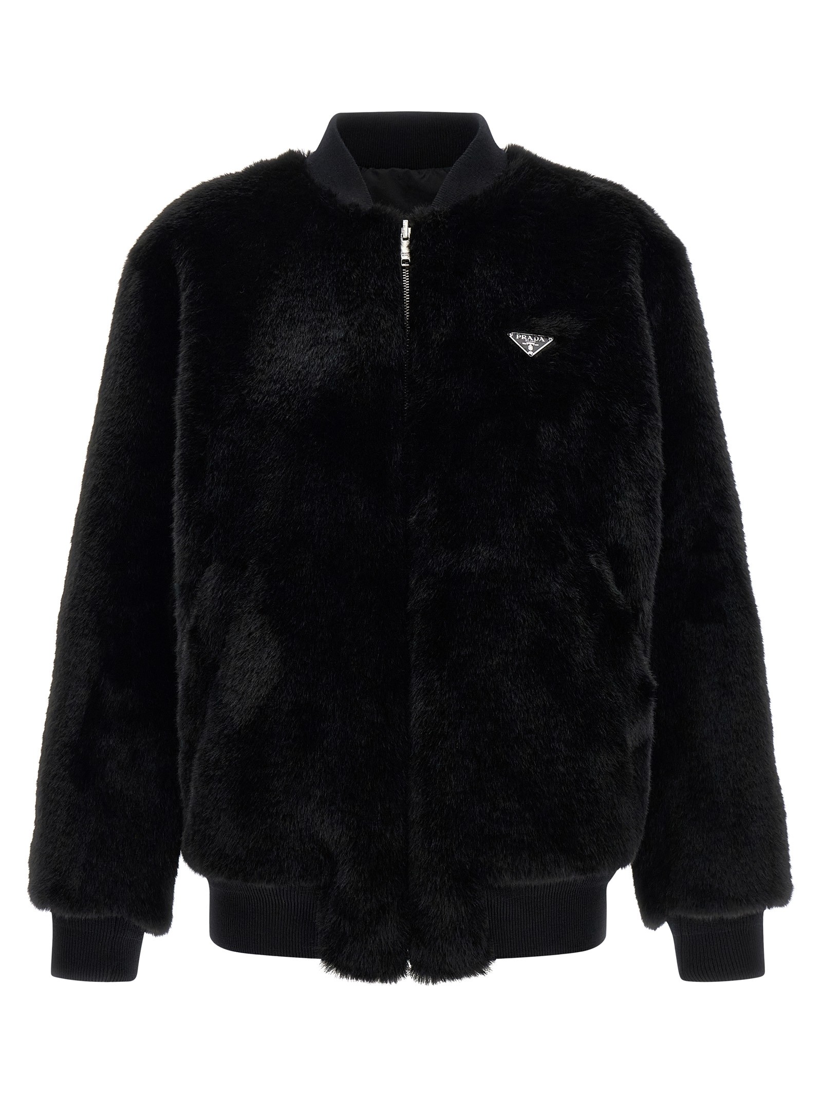 PRADA Eco-fur And Re-Nylon Reversible Bomber Jacket