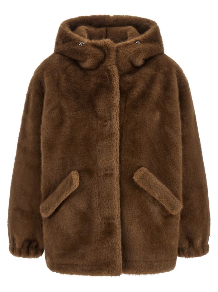lou andrea eco fur hooded jacket LOU ANDREA Eco-fur Hooded Jacket