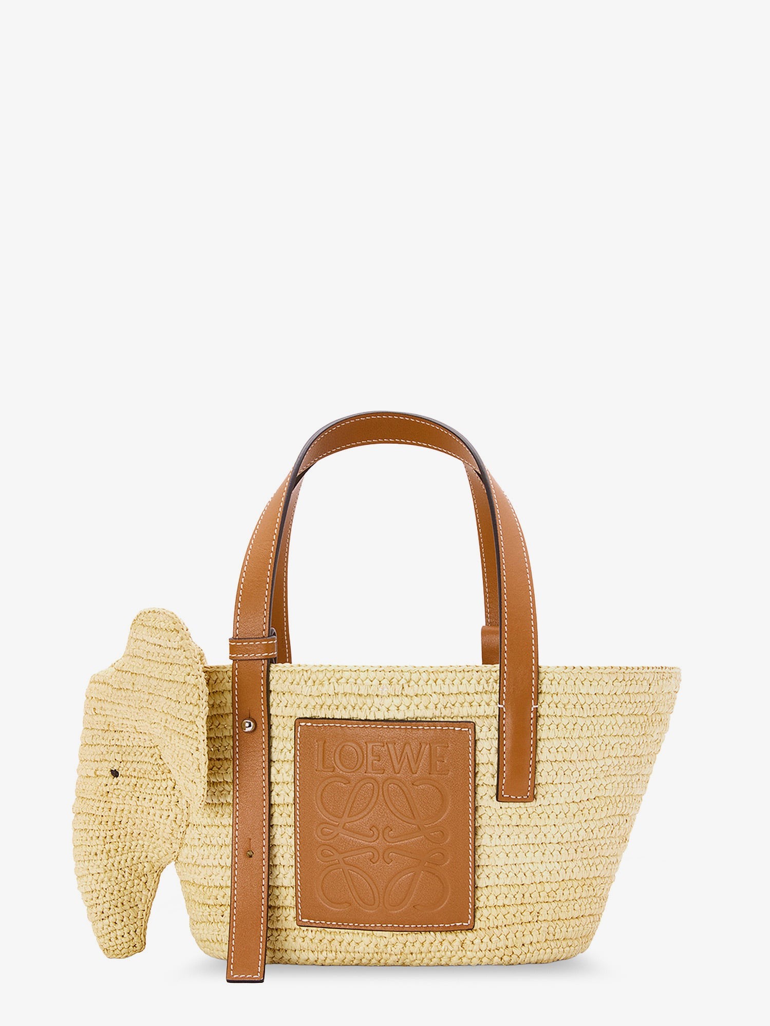 LOEWE Elephan Rafia And Leather Handbag