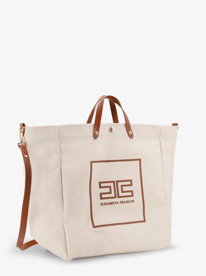 Elisabetta Franchi Canvas Shoulder Bag With Embossed Logo