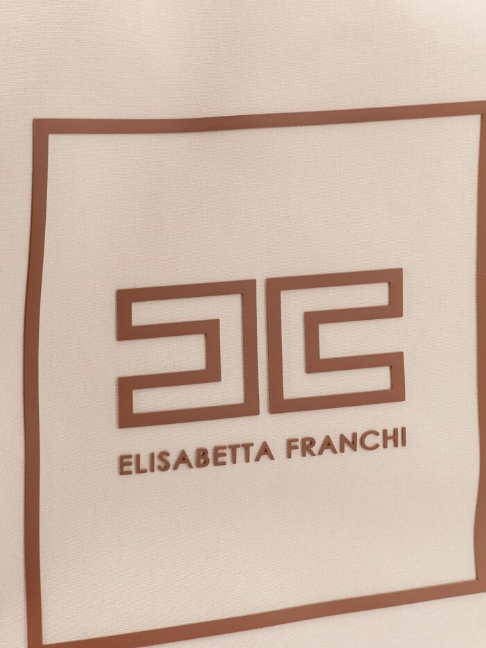 Elisabetta Franchi Canvas Shoulder Bag With Embossed Logo