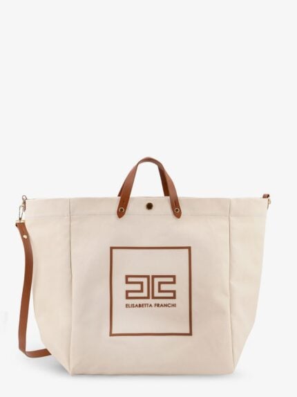 Elisabetta Franchi Canvas Shoulder Bag With Embossed Logo