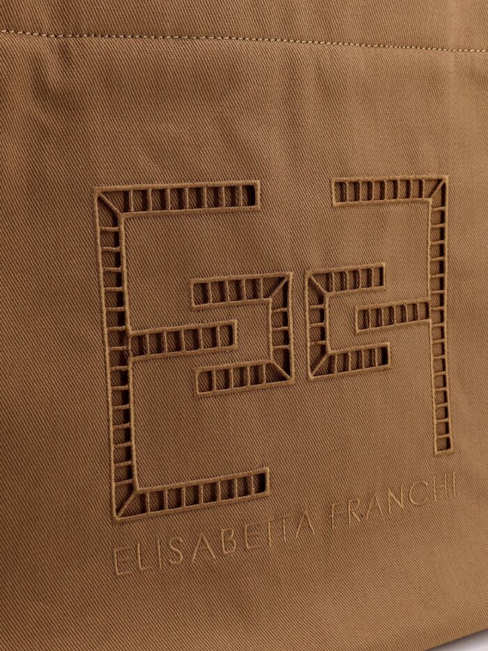 Elisabetta Franchi Canvas Shoulder Bag With Logo