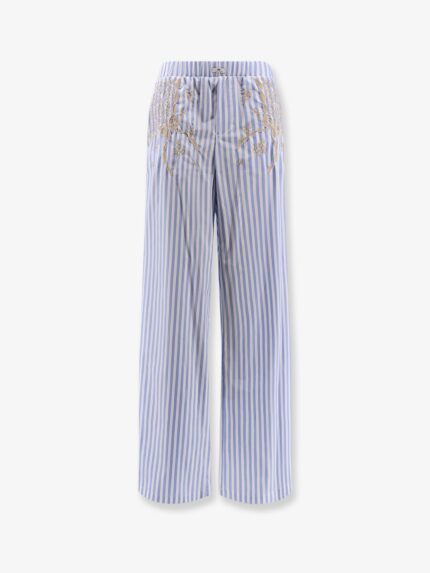 Elisabetta Franchi Celana Striped Cotton Pajamas Trousers