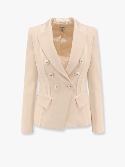 Elisabetta Franchi Essentials Blazer With Shoulder Pads And Covered Buttons