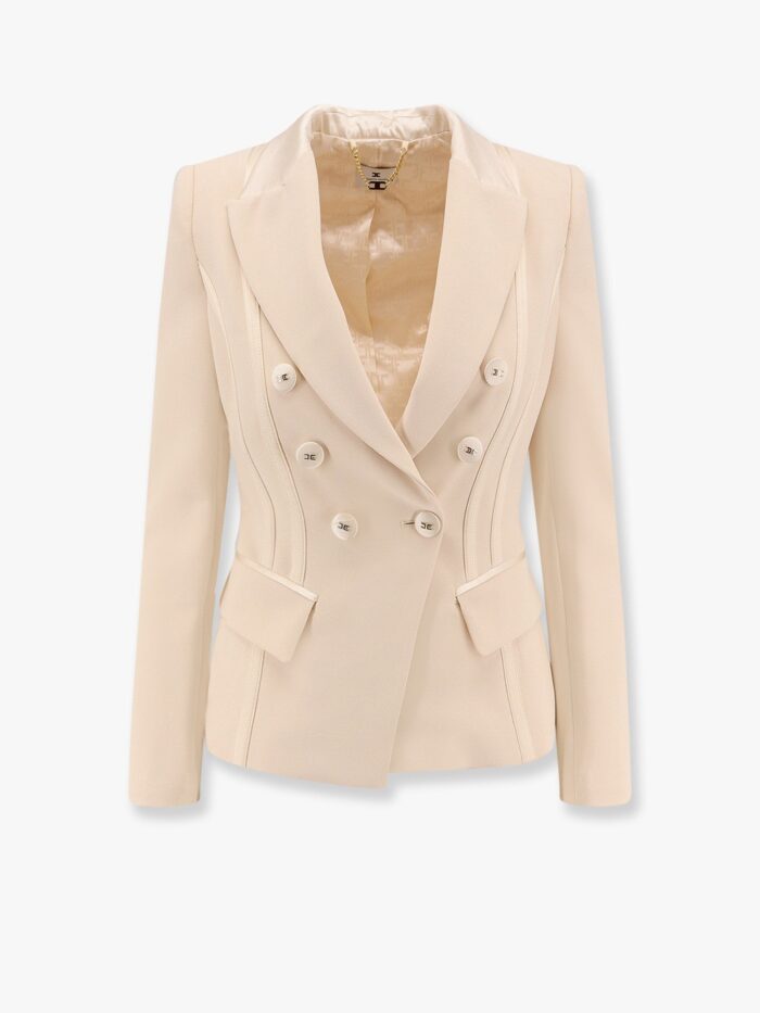 Elisabetta Franchi Essentials Blazer With Shoulder Pads And Covered Buttons