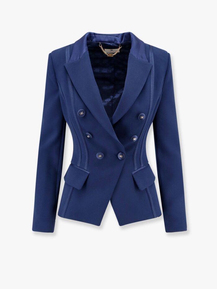 Elisabetta Franchi Essentials Blazer With Shoulder Pads And Covered Buttons