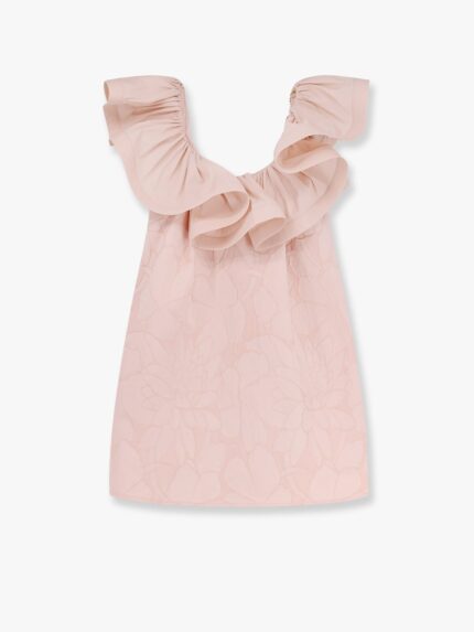 Elisabetta Franchi Floral Jacquard Mini Dress With Ruches