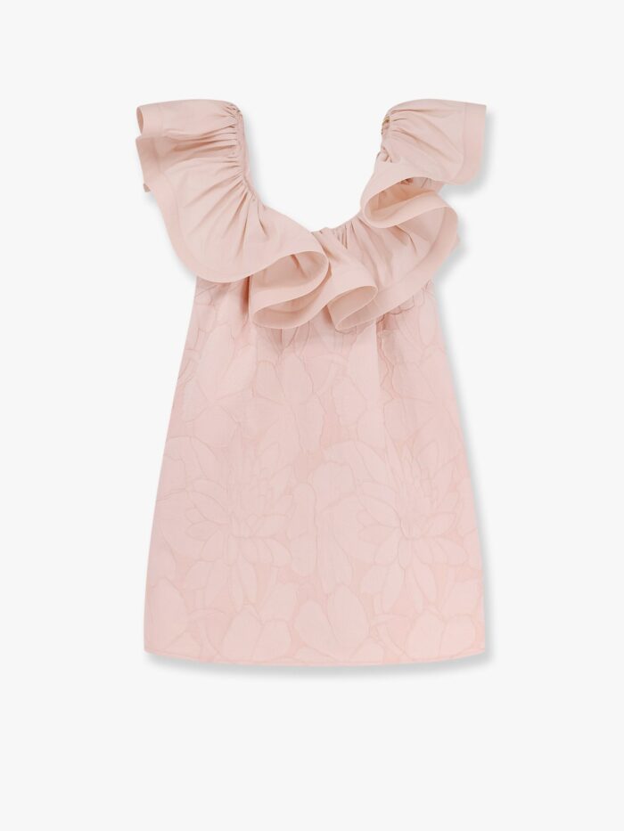 Elisabetta Franchi Floral Jacquard Mini Dress With Ruches