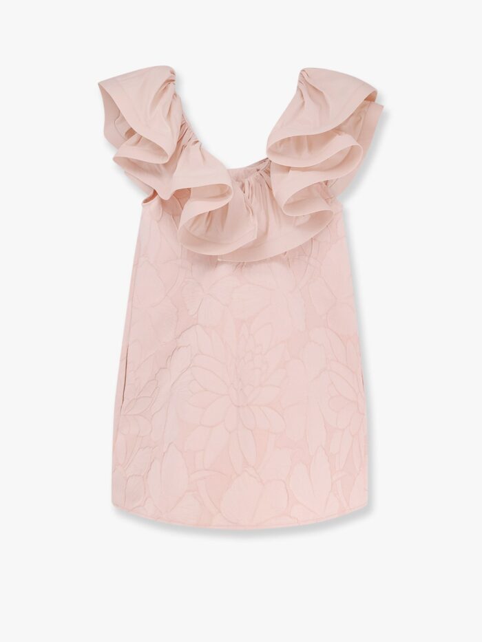Elisabetta Franchi Floral Jacquard Mini Dress With Ruches