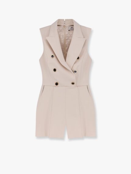 Elisabetta Franchi Jumpsuit With Sholder Pads And Leather Belt