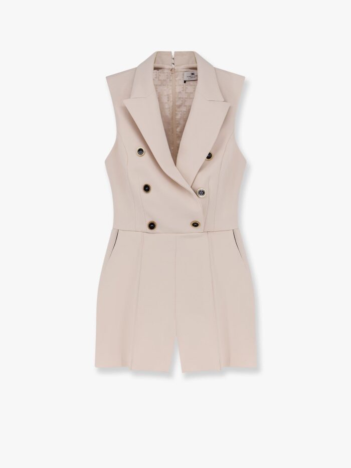 Elisabetta Franchi Jumpsuit With Sholder Pads And Leather Belt