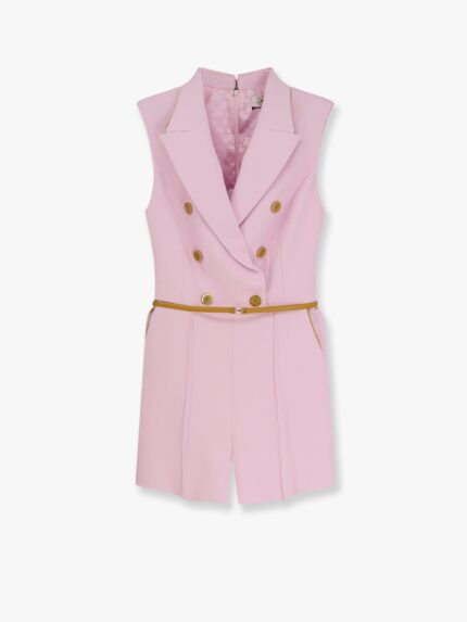Elisabetta Franchi Jumpsuit With Sholder Pads And Leather Belt