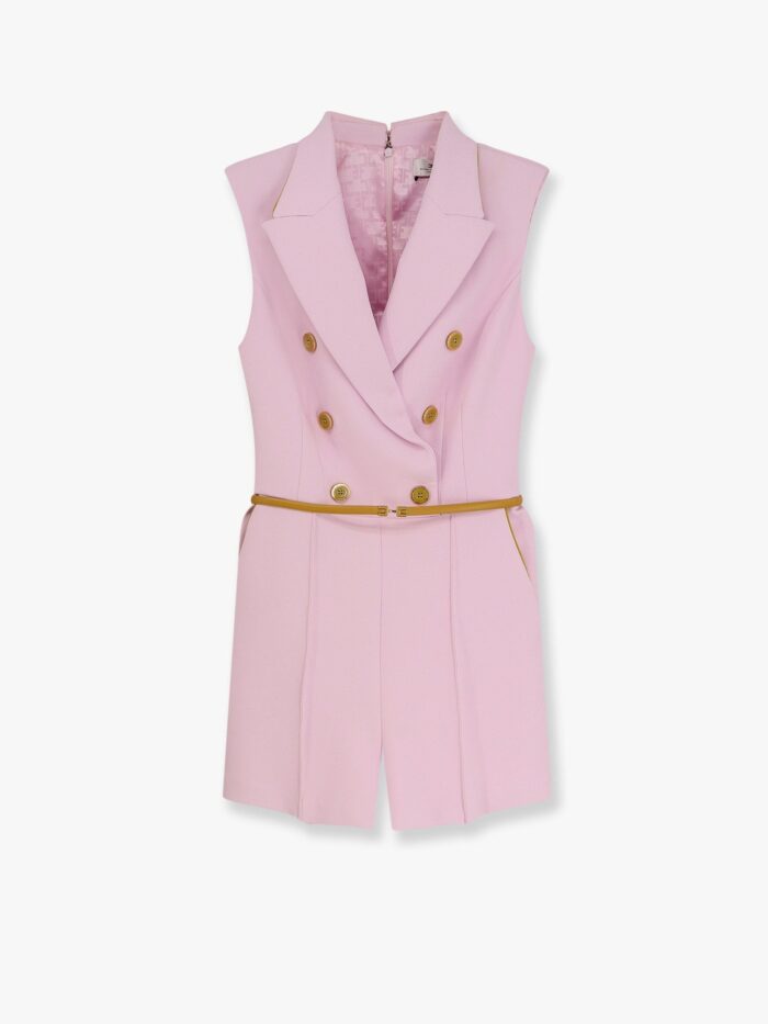 Elisabetta Franchi Jumpsuit With Sholder Pads And Leather Belt