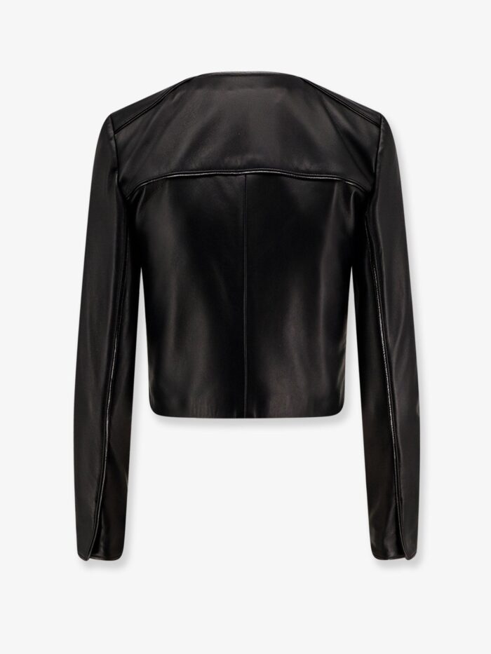 Elisabetta Franchi Leather Jacket With Monogram Metal Details