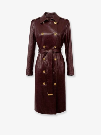 Elisabetta Franchi Long Faux Leather Double-breasted Jacket
