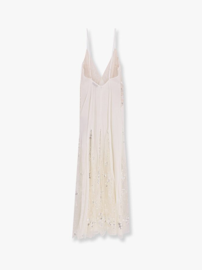 Elisabetta Franchi Red Carpet Dress In Silk Georgette Fabric And Embroidered Lace