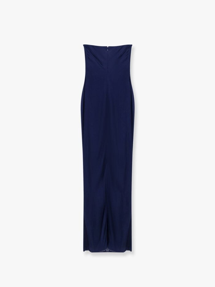 Elisabetta Franchi Red Carpet Glossy Jersey Fabric Dress With Flower