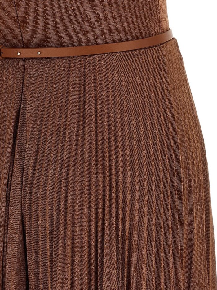 Elisabetta Franchi Red Carpet Laminated Long Dress With Belt