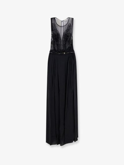 Elisabetta Franchi Red Carpet Long Dress With Belt