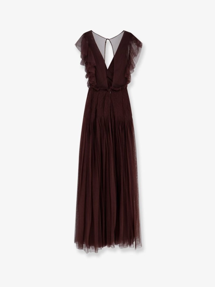 Elisabetta Franchi Red Carpet Long Dress With Rhinestones Detail