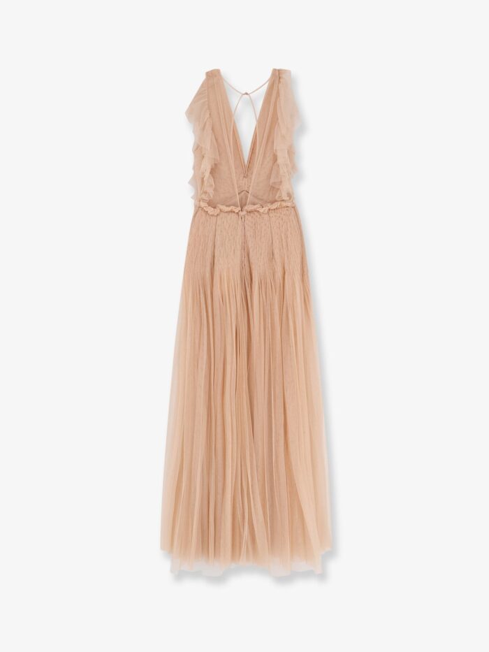 Elisabetta Franchi Red Carpet Long Dress With Rhinestones Detail