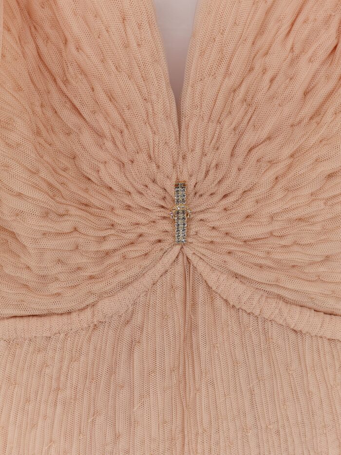 Elisabetta Franchi Red Carpet Long Dress With Rhinestones Detail