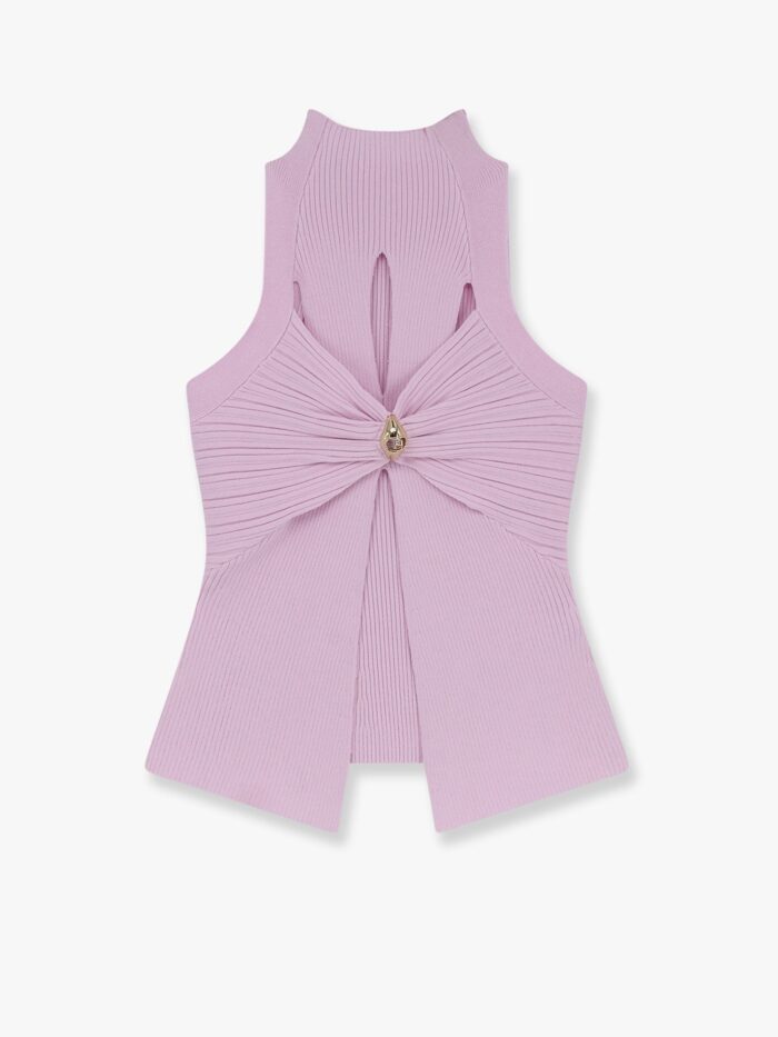 Elisabetta Franchi Ribbed Knitted Top With Metal Detail