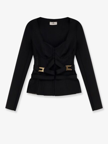 Elisabetta Franchi Stretch Fabric Blazer With Metal Details