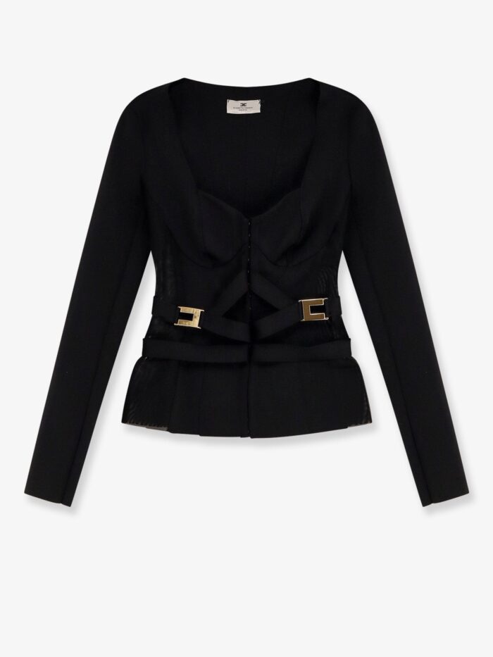 Elisabetta Franchi Stretch Fabric Blazer With Metal Details