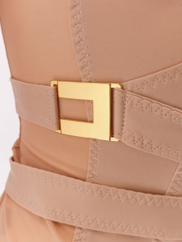 Elisabetta Franchi Stretch Fabric Top With Metal Details