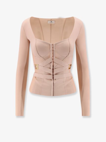 Elisabetta Franchi Stretch Fabric Top With Metal Details