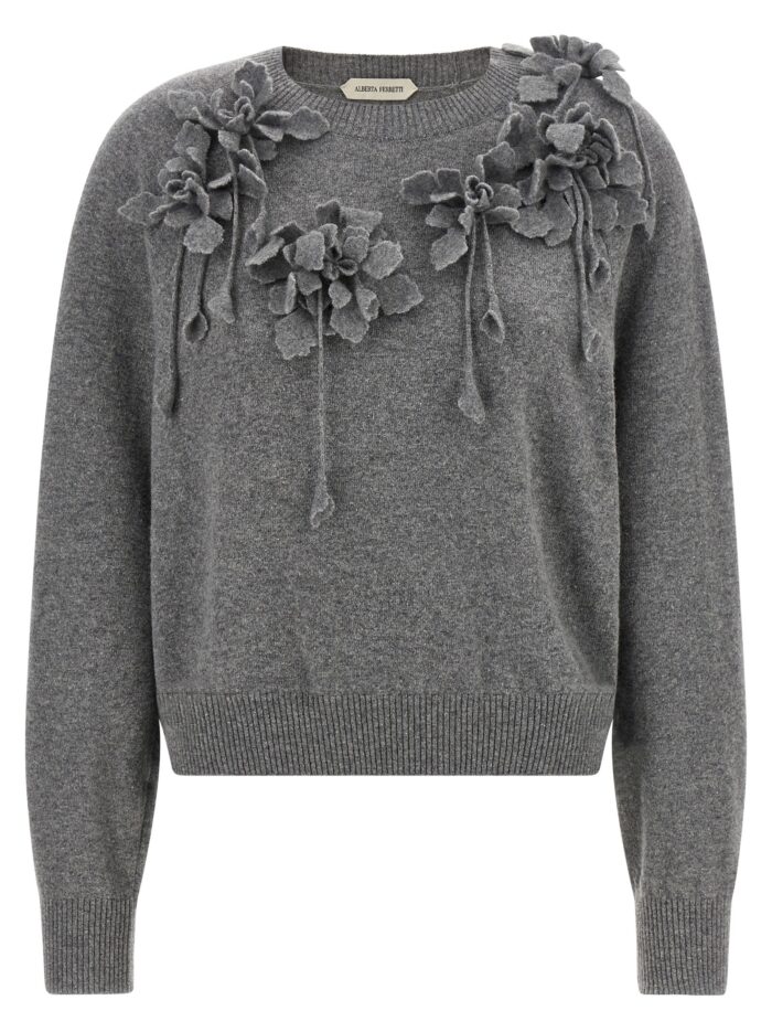 alberta ferretti embroidered flower sweater Alberta Ferretti Embroidered Flower Sweater