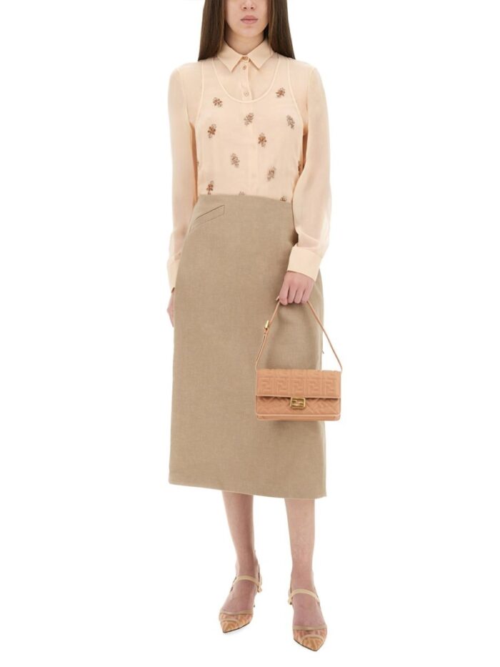 Fendi Embroidered Georgette Top