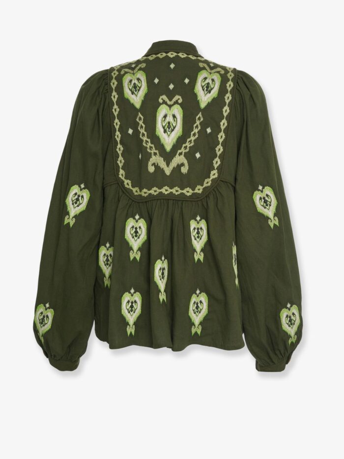 Farm Rio Embroidered Puff Sleeve Lenzing™ Ecovero™ Euroflax™ Shirt